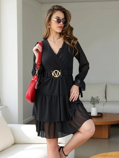 Royalfashion Сукня-міні для жінок з рюшами та запахом