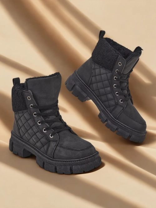 Royalfashion Чорні жіночі утеплені черевики-трапери Hogenaf