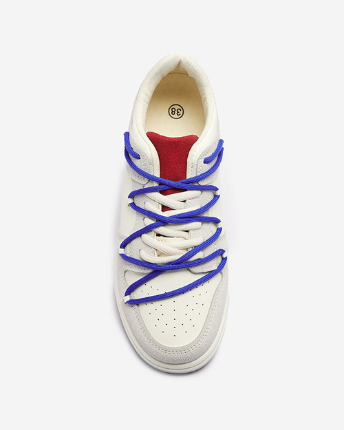 Біло-сірі жіночі спортивні кросівки на темно-синіх шнурках Olierinc - Взуття