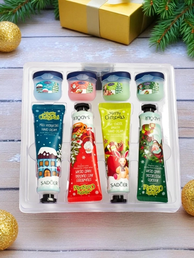 Sadoer Святковий набір кремів для рук та бальзамів для губ