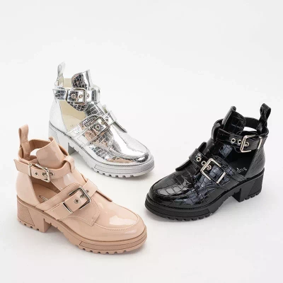 OUTLET Béžové dámské kozačky s ražbou Lerika - Obuv