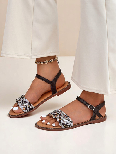 Royalfashion Dámské sandály na ploché podrážce ColorStrap