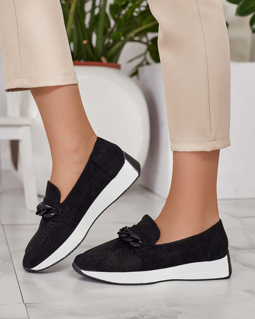 Royalfashion Ажурні жіночі мокасини з ланцюжком Isolla