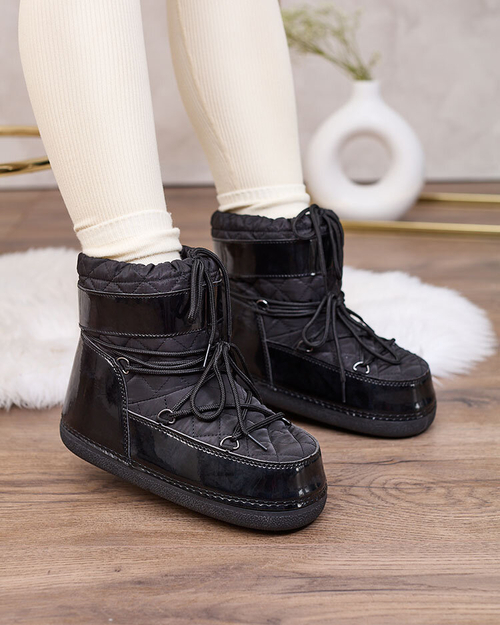 Royalfashion Чорні жіночі снігоступи з рубчиком Yevnoiela