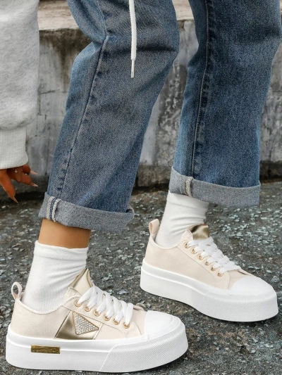 Royalfashion Жіночі платформені кросівки Золотий Світ