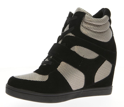 Czarne sneakersy na koturnie - Obuwie