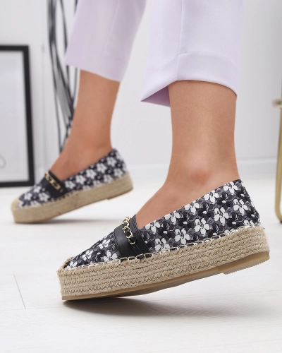 Černé květinové espadrilky Azzaxi- Obuv