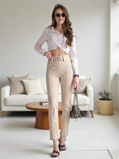 Royalfashion Котонові жіночі трегінги з складкою