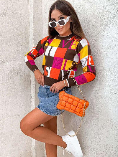 Royalfashion Темно-коричневий жіночий светр з візерунком