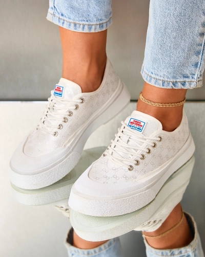 Royalfashion Білі жіночі кеди на платформі Ferriva