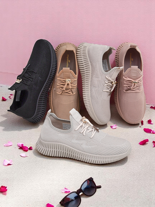 Aurelia Rosa – жіночі спортивні туфлі Royalfashion з тканини, рожеві, плоский каблук