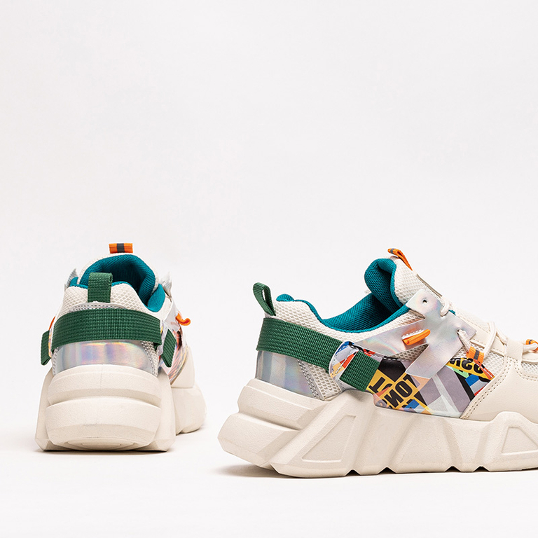 VÝSTUP Béžová dámská sportovní obuv s barevnými vsadkami Deroni - Obuv