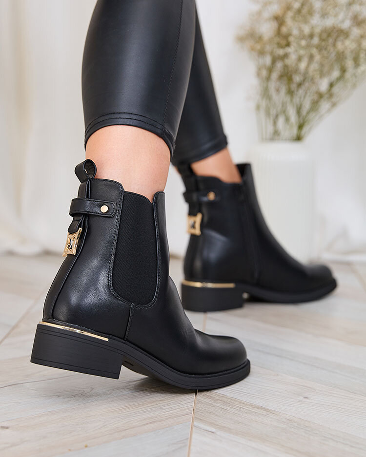 Royalfashion Černé dámské kozačky a'la sztyblety z ekokůže Frince