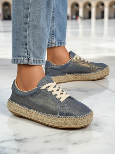 Aurelia Denim Espadrillos – dámské tenisky s plochým podpatkem a tkaniny
