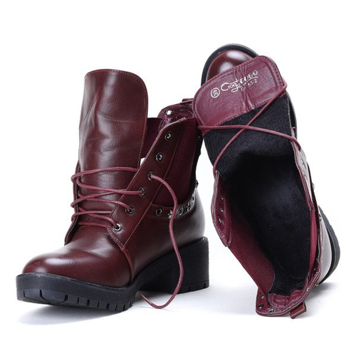 Burgundowe workery Ember- Obuwie