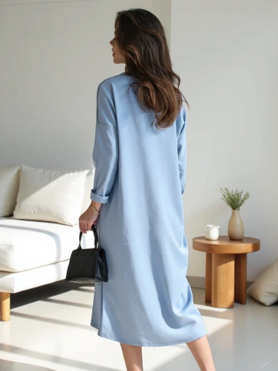 Royalfashion Dámské midi šaty, oversized látka s květinou