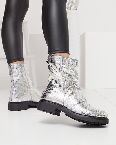 OUTLET Сріблясті жіночі черевики з тисненням Ahhy- Footwear