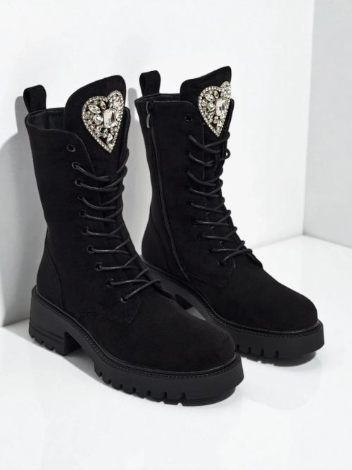 Еко замшеві шнуровані жіночі ботільйони Emelune