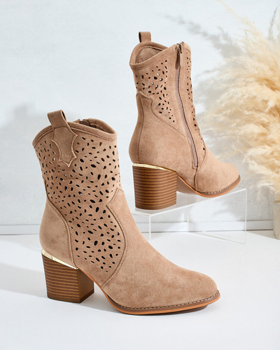 Royalfashion Dámské nízké prolamované kozačky Mozie