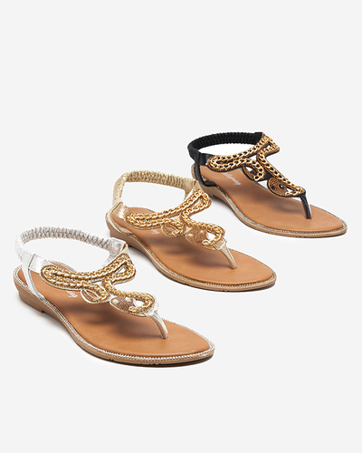 Чорні жіночі босоніжки з оздобленням Sijet