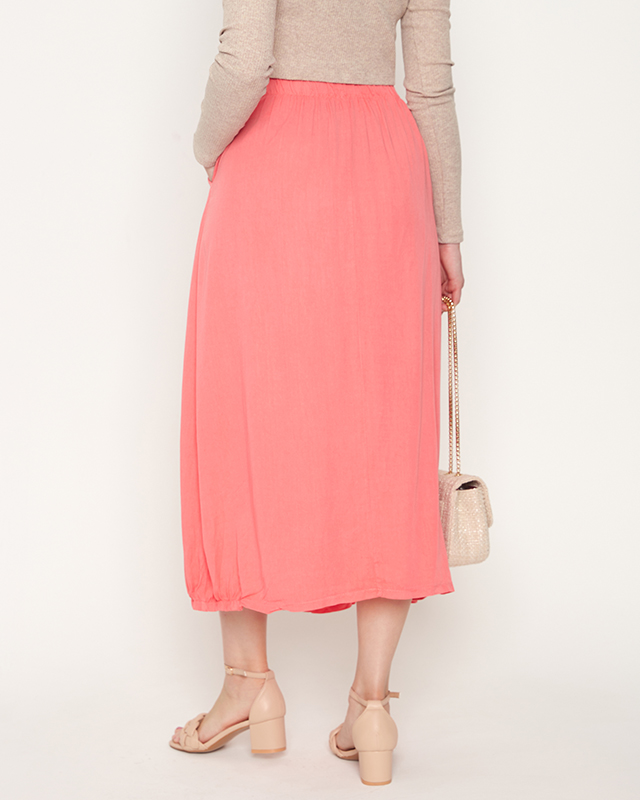 Dámská korálová sukně do lýtek - Oblečení