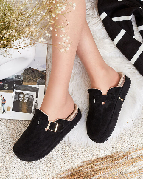 Royalfashion Dámské pantofle s ovčí kůží a přezkou Kajis