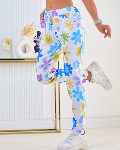 Royalfashion Dámské kalhoty z květované látky