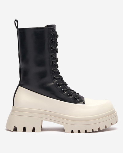 Černobéžové dámské vysoké kozačky Susker - Obuv