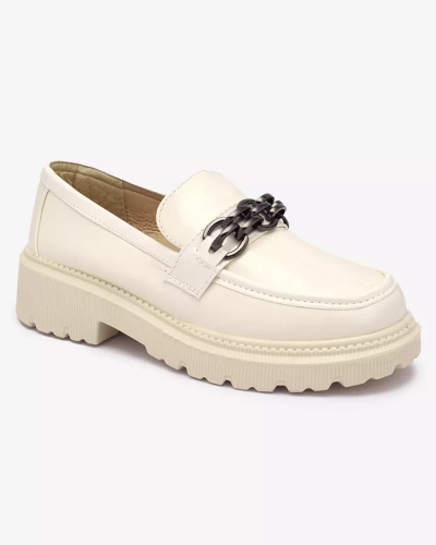 Жіночі лаковані мокасини кремового кольору Adolos- Footwear