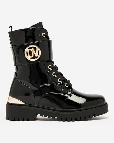 Royalfashion Dámské lakované boty bagger v černé barvě Simbeba