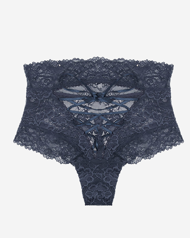 Námořnické modré krajkové brasilánky se stuhou - Spodní prádlo