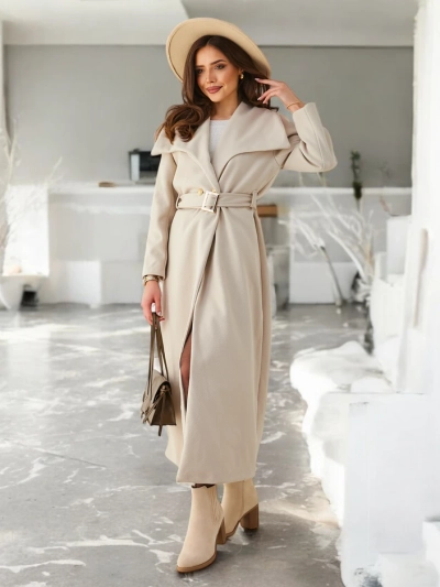 Royalfashion Жіночий максі-пальто з поясом