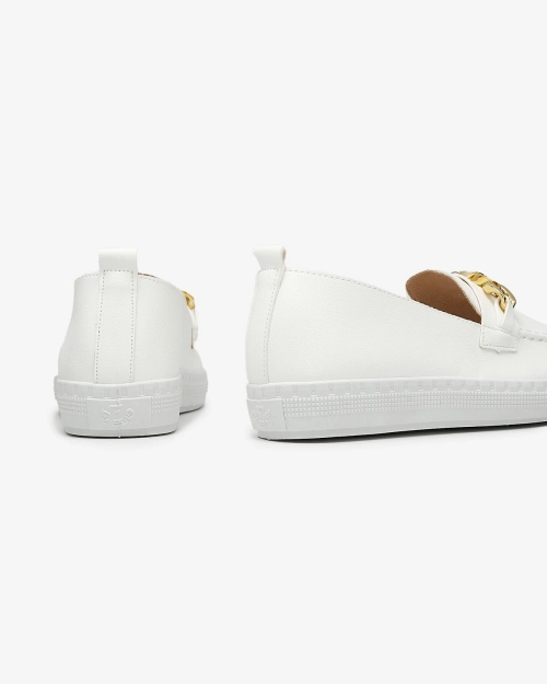 Жіночі білі мокасини з золотим декором Ellica- Footwear