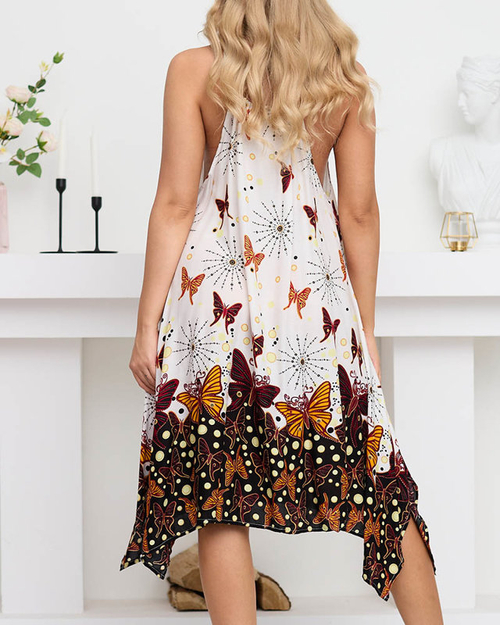 Жіноча біла літня сукня з метеликами - Одяг