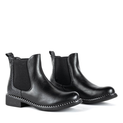 Чорні черевики з візерунком типу шкіра змїї Faviae - Взуття