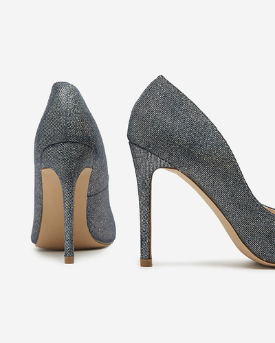 Графітові голографічні жіночі туфлі на шпильці Soddo- Footwear