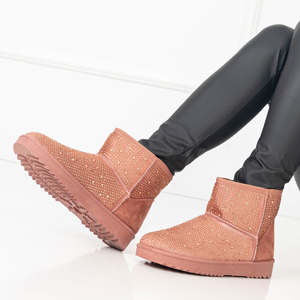 Tmavě růžové dámské sněhule s kubickými zirkony Rudis - Obuv