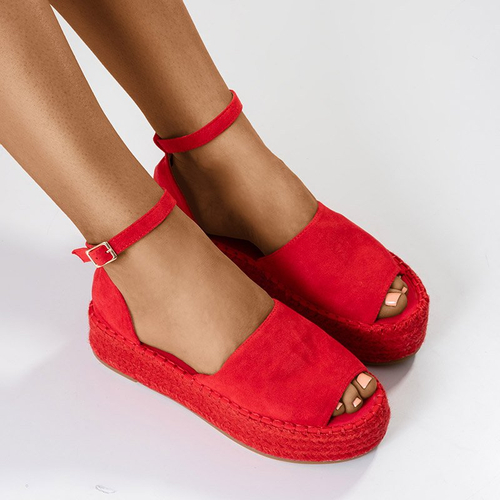 Червоні жіночі босоніжки на платформі Ponera