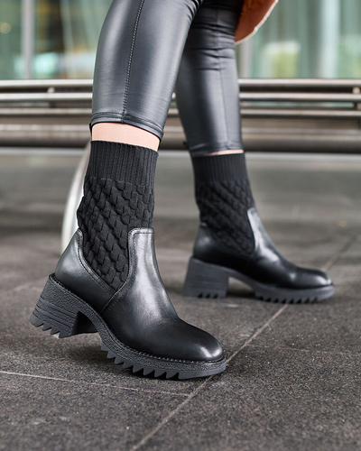 Royalfashion Černé dámské kozačky Acigog na plochém podpatku