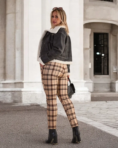 Royalfashion Zateplené dámské tegínové kalhoty PLUS SIZE