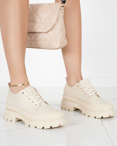 OUTLET Dámské béžové šněrovací boty Rozia - Obuv