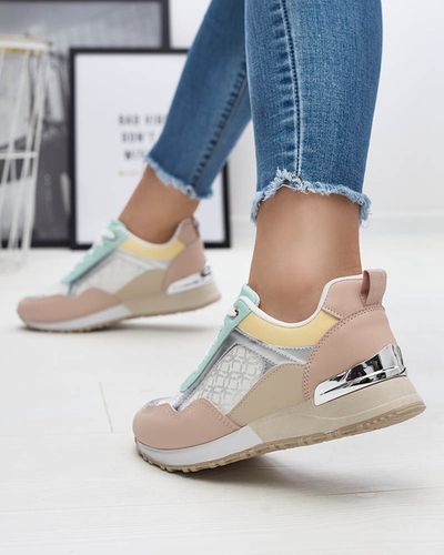 Жіночі бежево-рожеві спортивні кросівки на шнурівці Mnerio- Footwear