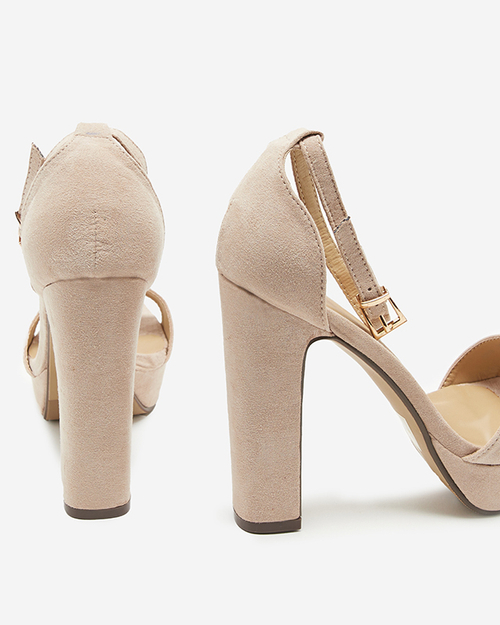 Бежеві жіночі босоніжки на вищому каблуці Cerista - Взуття