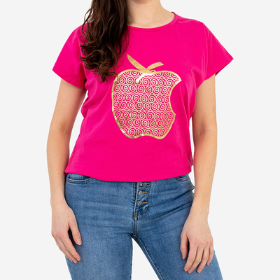 Рожева неонова футболка з золотим принтом PLUS SIZE