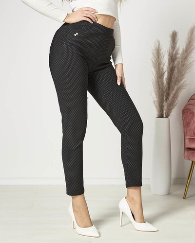 Чорні жіночі лосини в горошок PLUS SIZE- Одяг