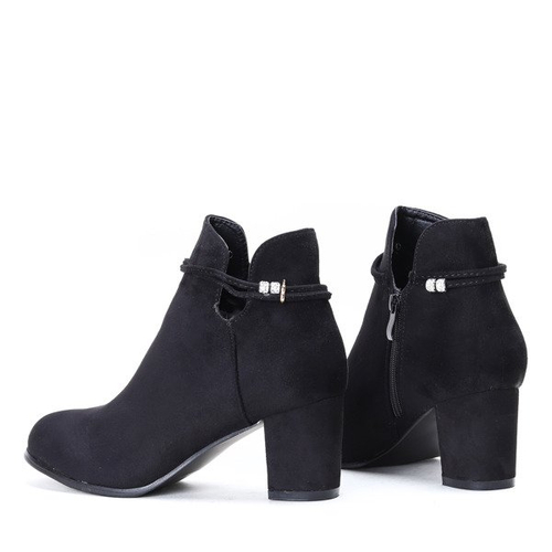 Czarne botki na słupku z eko-zamszu Andele - Obuwie