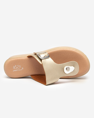 Золоті жіночі шльопанці на платформі Borico