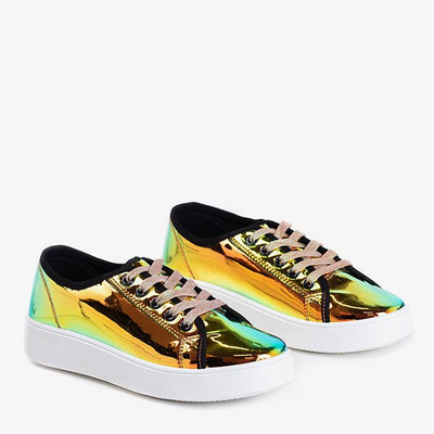 Золоті голографічні кросівки на платформі Vordena - Взуття