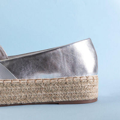 Dámské stříbrné espadrilky s krystaly Erilla - Obuv