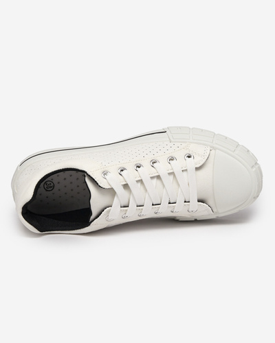 Bílé dámské tenisky s černým pruhem Sols- Footwear